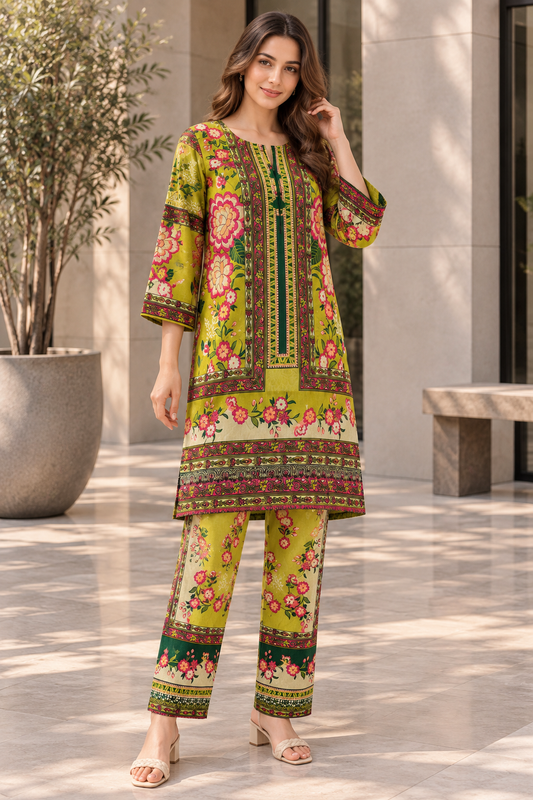 Stitched 2 Piece Lawn Suit for Women | Floral Printed Kurta Trouser Set