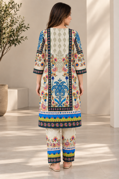 Stitched 2 Piece Printed Lawn Suit for Women | Elegant Printed Kurta Trouser Set