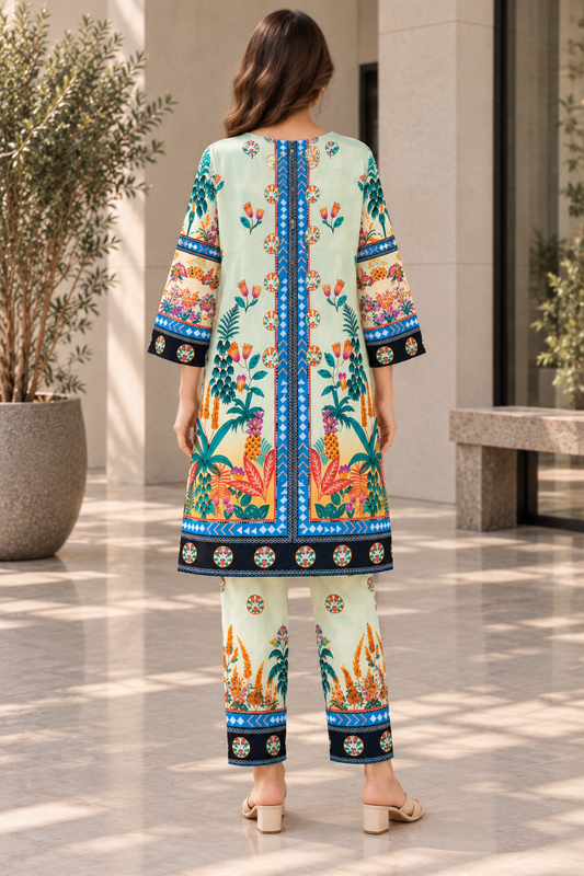Stitched 2 Piece Lawn Suit for Women | Floral Printed Kurta Trouser Set